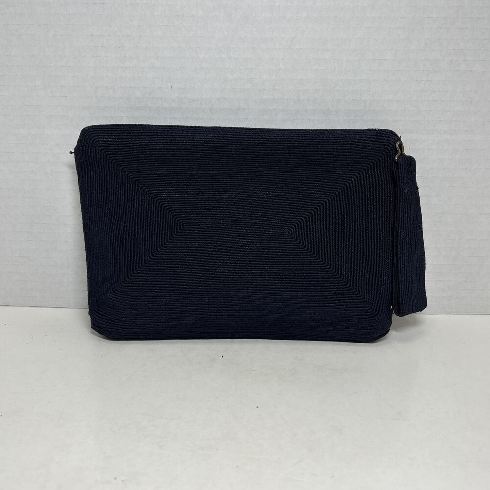 Vintage, Genuine Corde, Dark Navy Blue, Clutch Handbag (1950s) Wristlet 8โx6โ